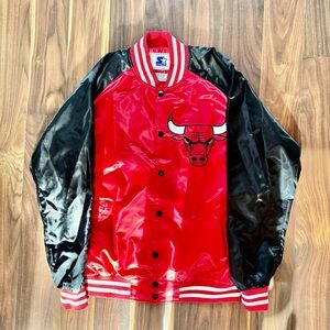 Starter Chicago Bulls Satin Varsity Jacket 2XL NBA Red Black